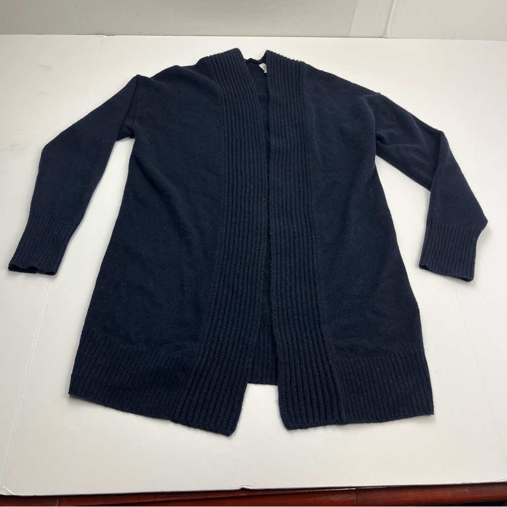 VINCE Open Front Wool Cashmere Blend Coastal Cardigan Women Size XXS Black *FLAW